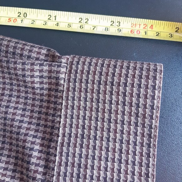 ALFRED SUNG SZ M Houndstooth Check 100% Cotton Men's Brown Button Up Shirt - Picture 10 of 12